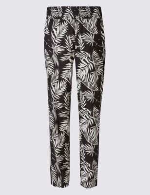 Palm Tree Print Tapered Leg Trousers